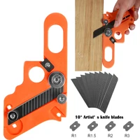 Edge Banding Trimmer, Veneer Edge Cutter Tool with 10Pcs Blade and 4Pcs Circular Edge Scraper, Woodworking Hand Trimming Tool 1