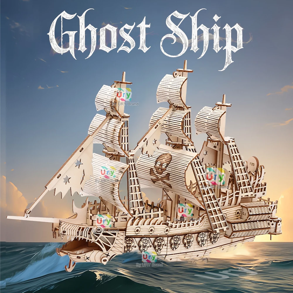 3D Wooden Ghost Pirate Ship Puzzle – DIY Retro Model 6