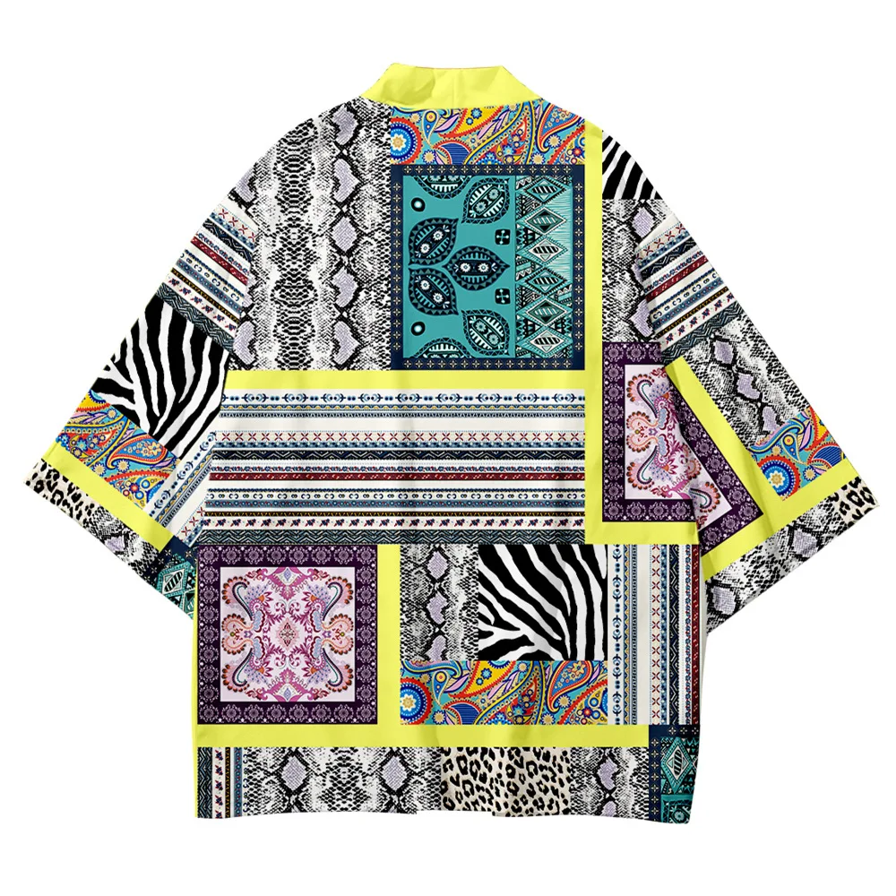 Plus Size XXS-6XL Retro Ethnic Pattern Summer Loose Japanese Fashion Kimono Streetwear Cardigan Robe Women Men Haori Top Yukata