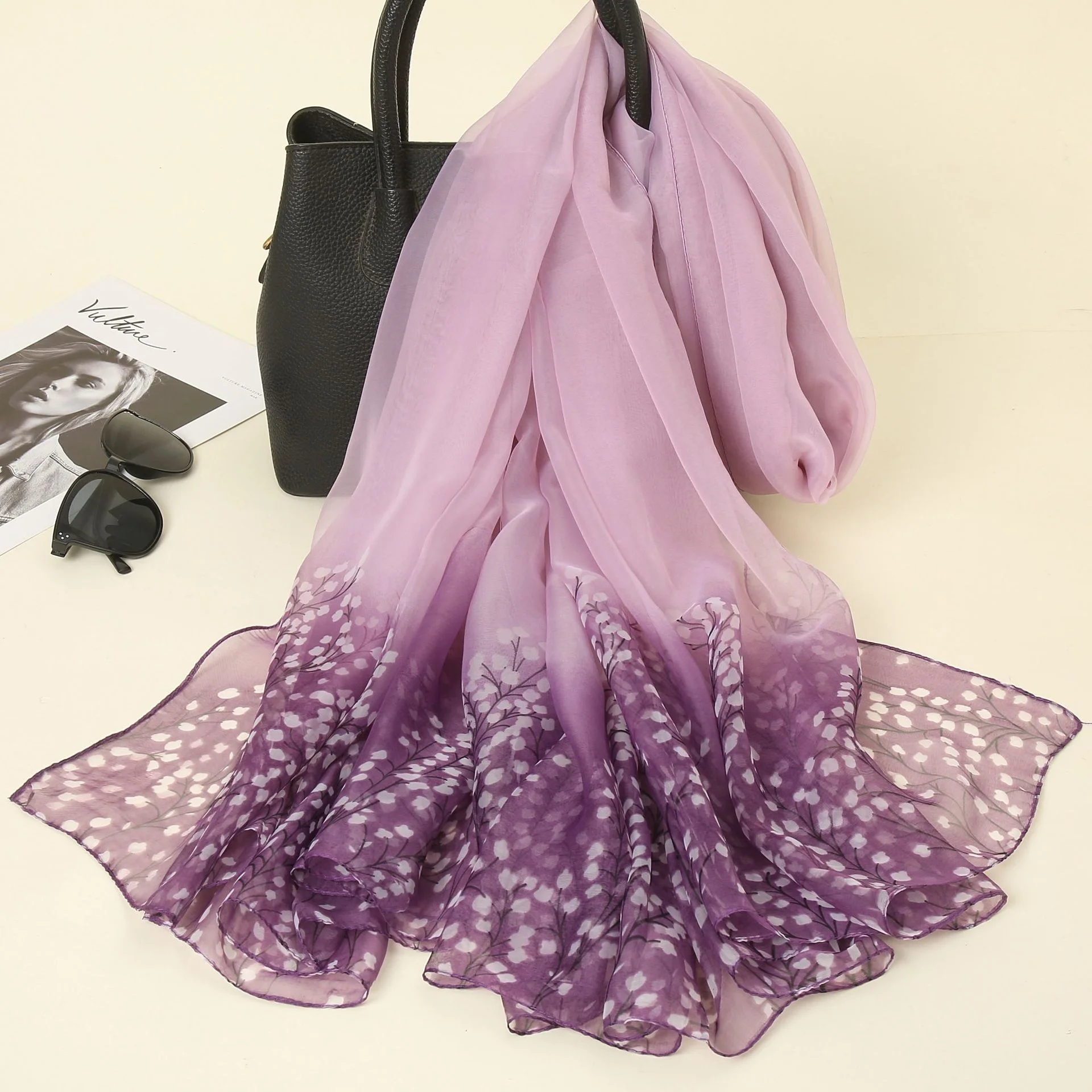 Spring And Summer New Soft Yarn Sunscreen Shawl Live Broadcast Classic Simulation Silk Long Scarf Fashion Versatile Scarf Shawl