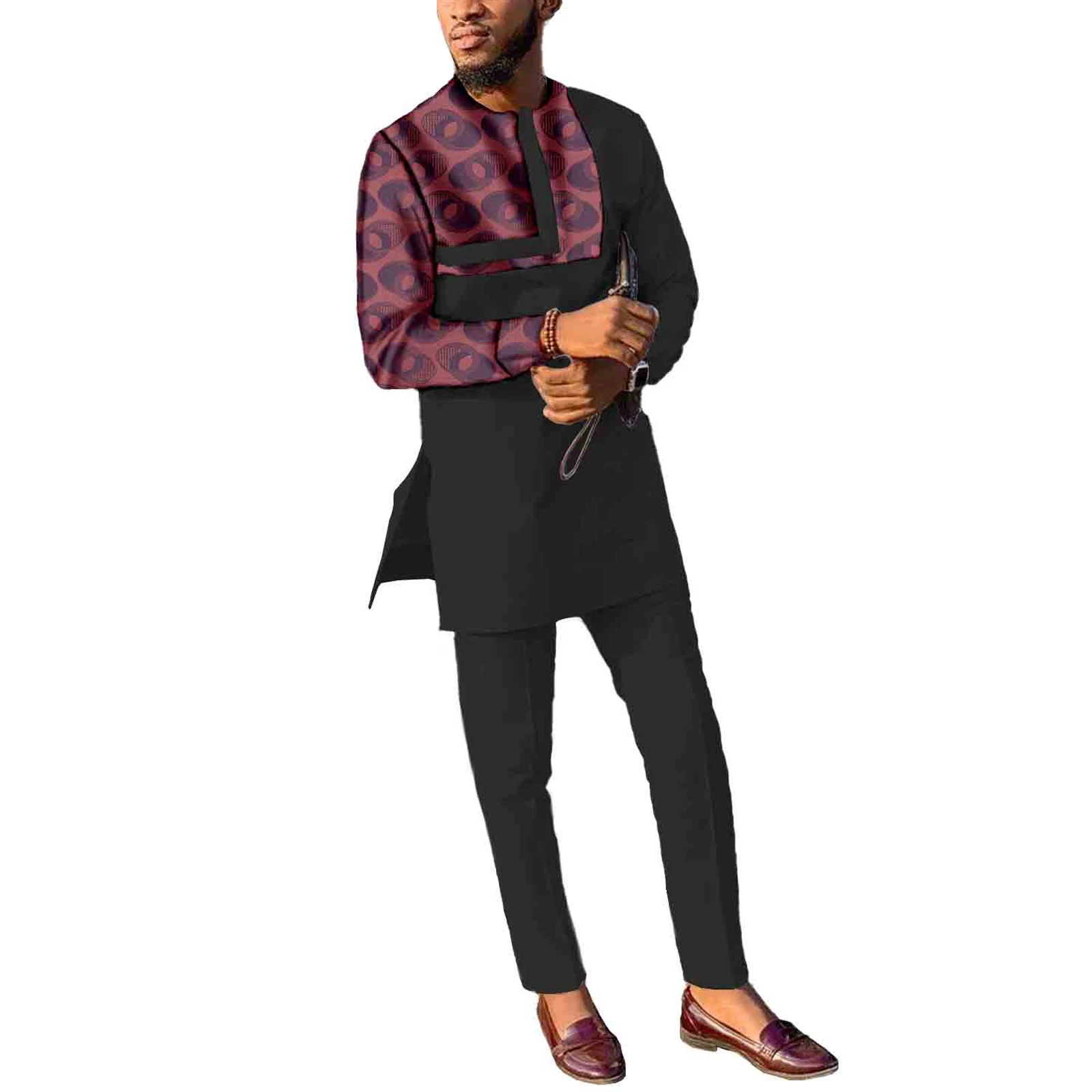 Africa Clothes for Men Dashiki Men Set Bzain Rich African Traditional Clothing Top+Pants