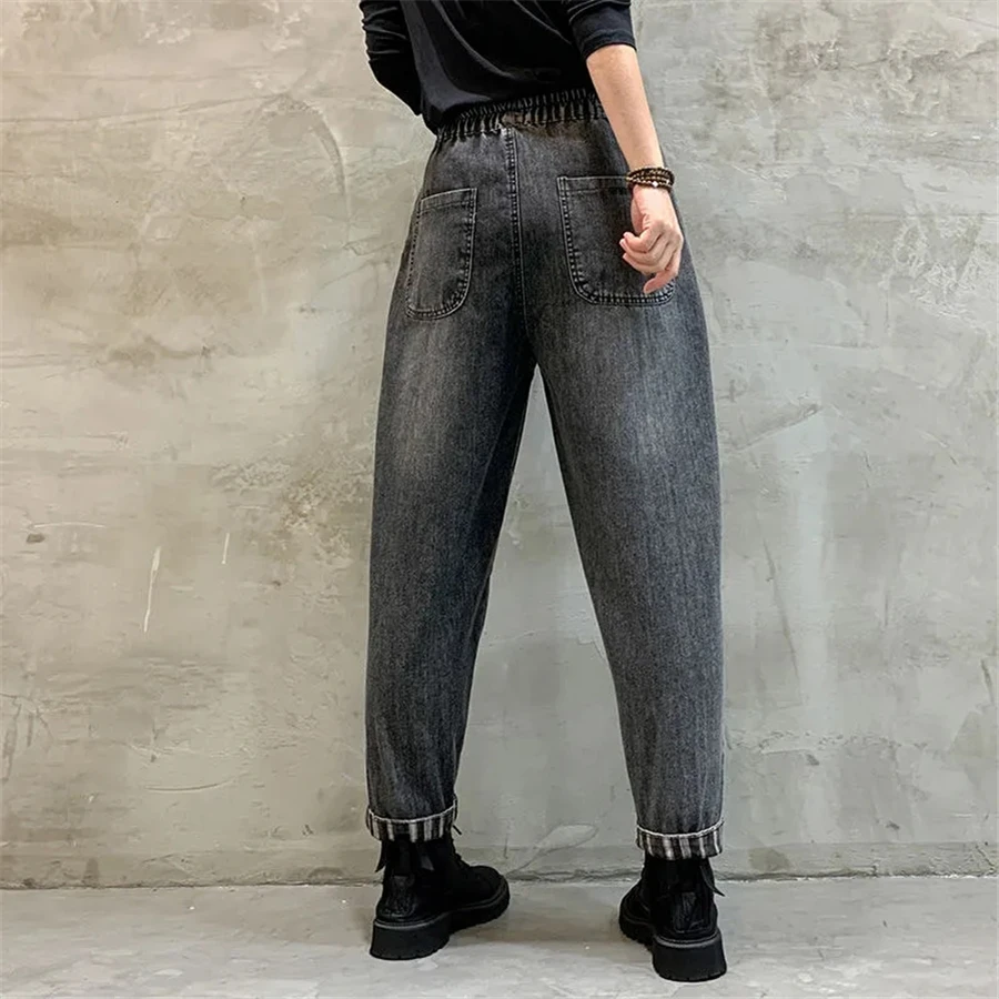 Vintage Cuffs High Waist Baggy Jeans Women Jogger Pants