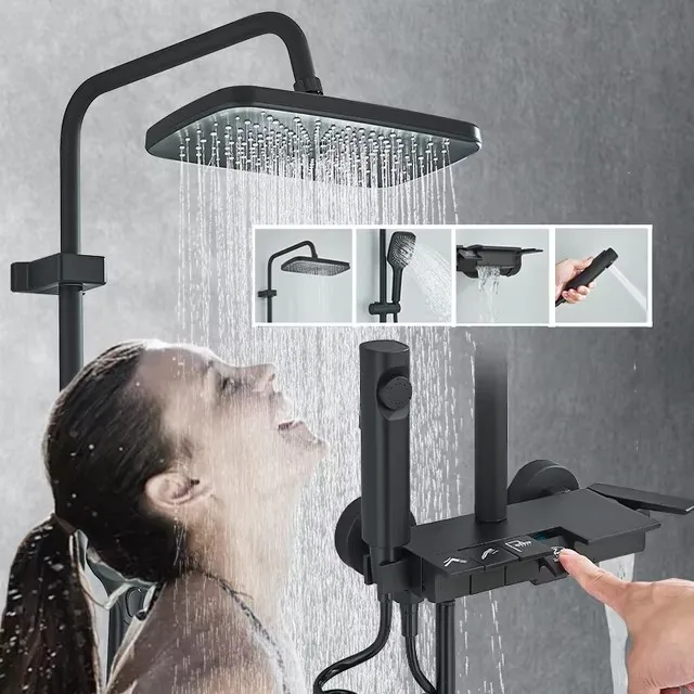 Chrome Piano Bathroom Shower Set Shenducs Hot Cold Bathroom Mixer Faucet Rain Shower Head Hot Cold Piano Bathroom Shower System 2