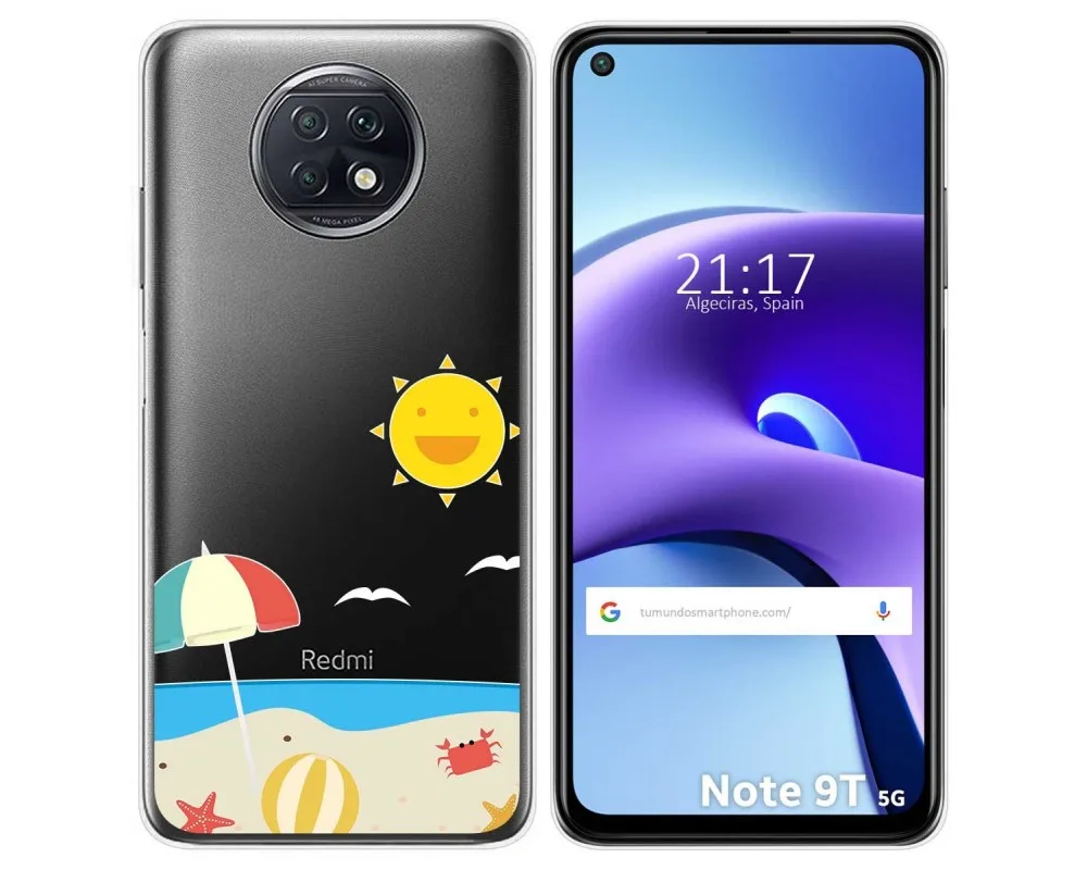 Clear Gel case for Xiaomi Redmi Note 9T 5G design beach drawings | Мобильные телефоны и аксессуары
