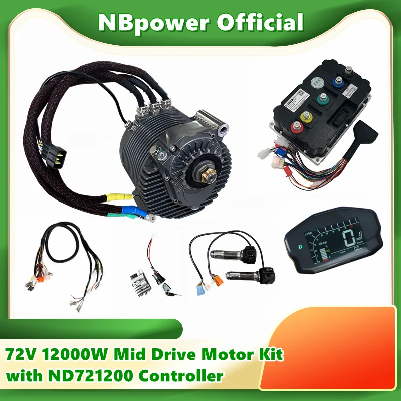 NBpower Latest 72V 12kw Mid Drive Motor Peak 24kw For Adult Electric Motorcycle Dirt Bike with Fardriver ND721200 Controller