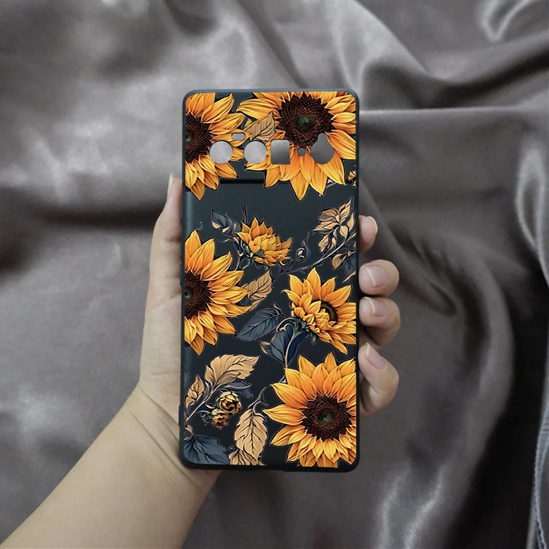 Sunflower Pattern Clear TPU Phone Case - Cute Purple Flower Design