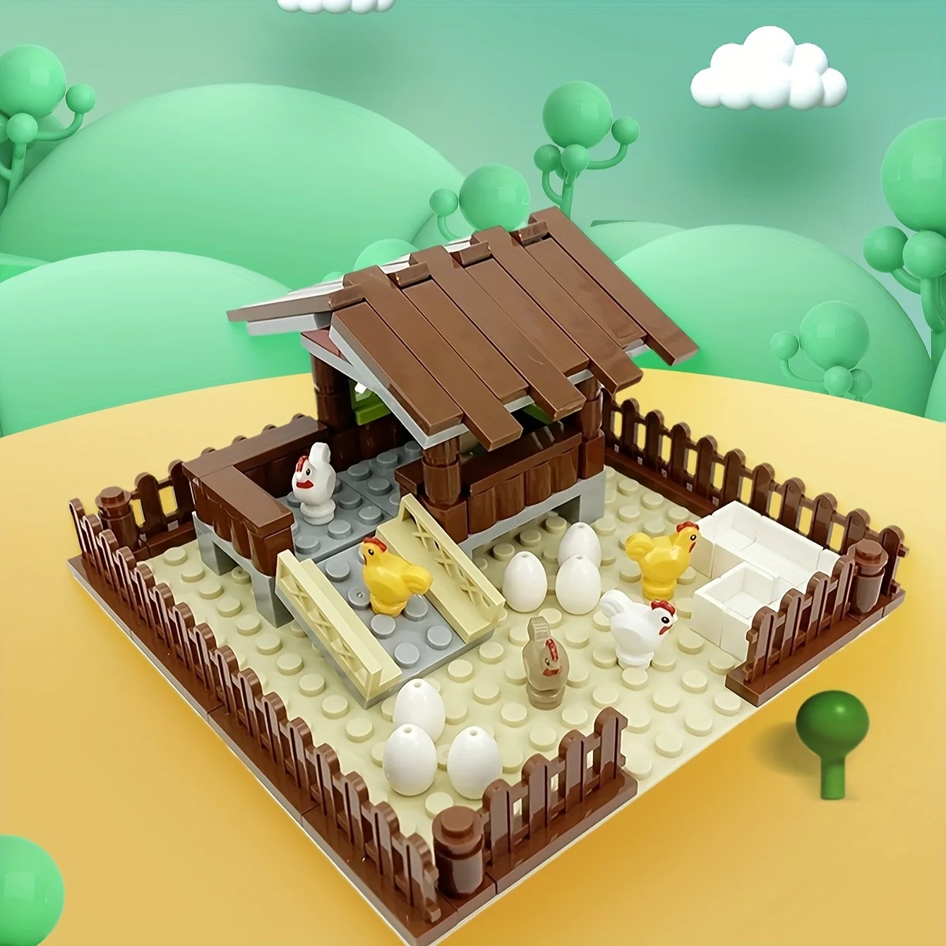 ChickenCoop-Farm-Animals-Building-Blocks-City-Hen-House-Toys-DIY-Blocks ...