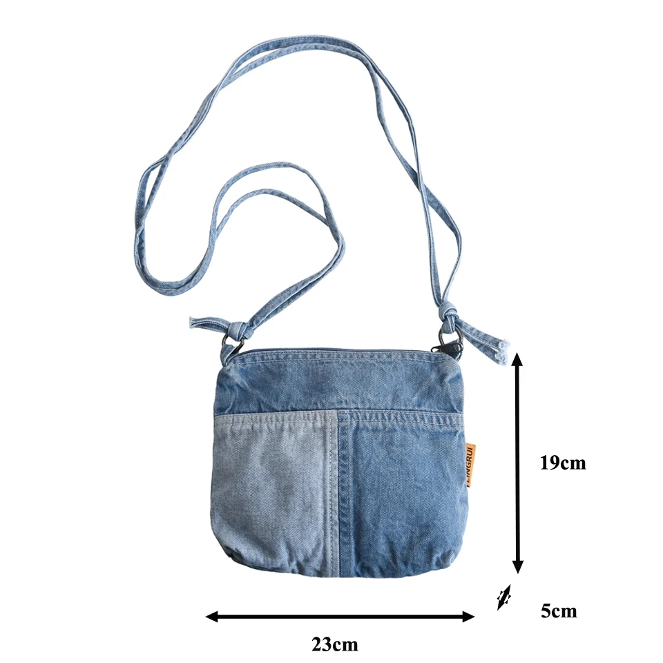 Patchwork Denim Women's Bag New Jeans Pocket Canvas Shoulder Bag Cowboy Handbags Small Messenger Bag Y2K Eco Bag Korean Satchels
