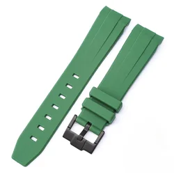 Enhanced Silicone Waterproof Sport Watch Band - Curved End Bracelet for Diving and Everyday Wear (GrPB)