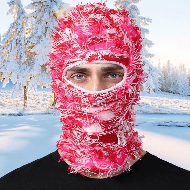 Knit Distressed Balaclava Distressed Knitted Hat Full Face Ski