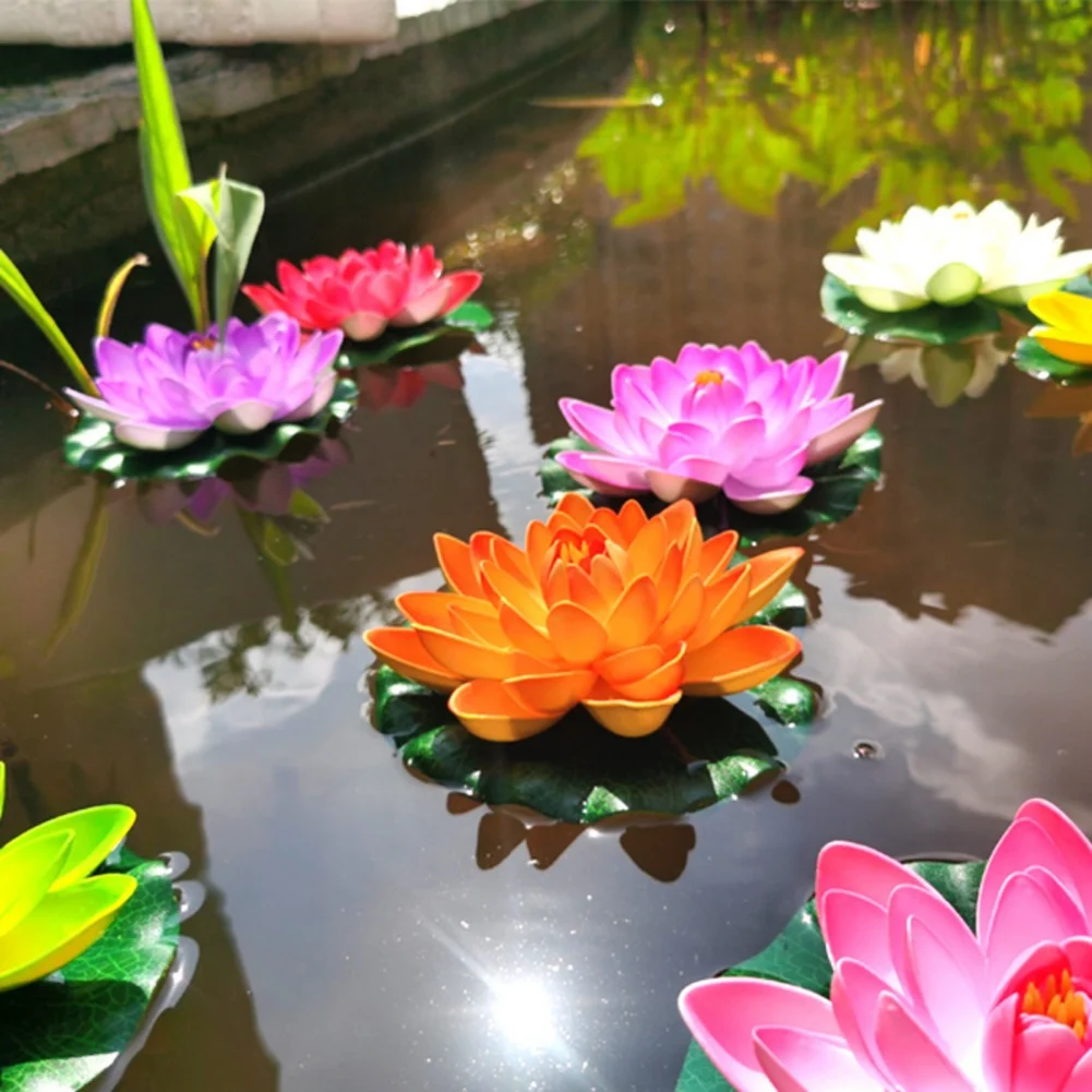 Artificial Lotus Plant Artificial Lotus Fake Plant DIY Water Lily Simulation Floating Lotus Garden Pond Fish Tank Decoration Artificial Flowers