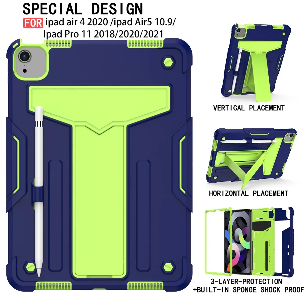 Durable Tablet Case with Built-In T-Shaped Stand and Shock Resistance