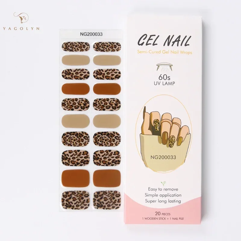 16/20/22Tips French Semi cured Gel Nail Strips Adhesive Waterproof Full Cover