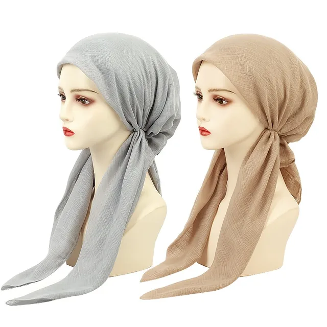 New Solid Color Women Pre-Tied Hijabs Cap Arab Wrap Head Scarf Turban Bonnet Ready To Wear Hijab Femme Underscarf Caps Turbante 2