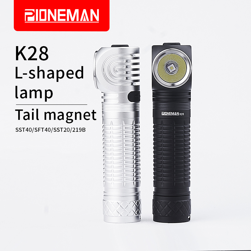 pioneman K28 Flashlight headlamp, L-shaped lamp Strong flashlight SFT40/SST20/219B