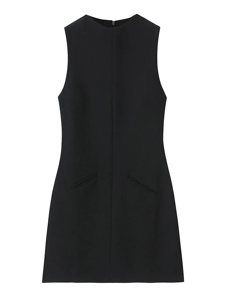 TFMLN Women's Sleeveless Tank Mini Dress 2025 Fashion Office Slim Round Neck Dress Elegant Youth Dresses Short Formal Dresses