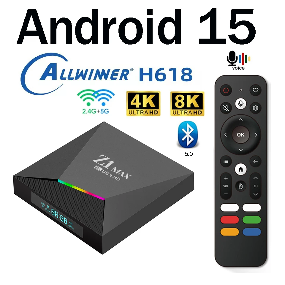 その他 TV BOX Z1 Max Android 15 Smart TV Box Allwinner H618 Quad Core 4G 5G Dual