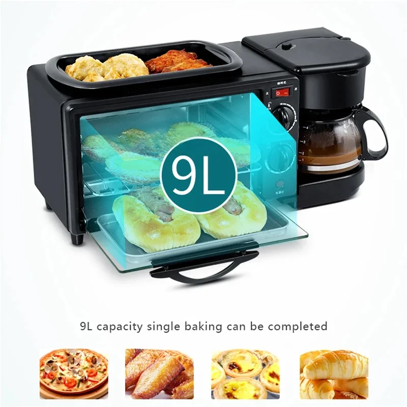Coffee Maker Breakfast Machine Oven Bread Machine Toaster Toaster Oven 3 in 1 Breakfast Maker Pizza Maker Cooking 2