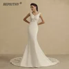 BEPEITHY Customized V Neck Mermaid Wedding Party Dress Sleeveless Court Train Vintage Boho Bridal Gown For Women Online Shopping 1