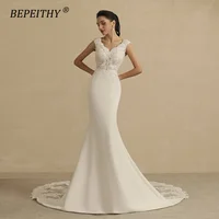 BEPEITHY Customized V Neck Mermaid Wedding Party Dress Sleeveless Court Train Vintage Boho Bridal Gown For Women Online Shopping 1