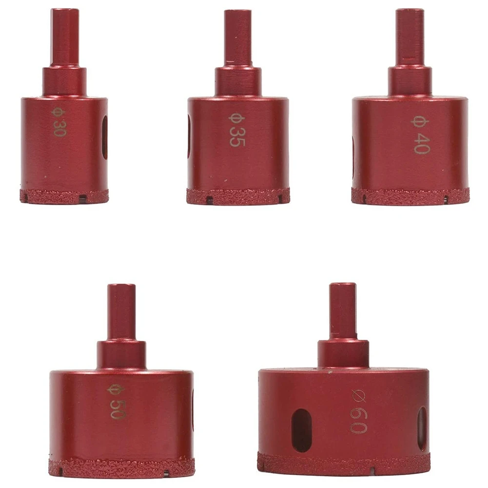 

Большие алмазные сверла 5 шт., сверла для отверстий, 30/35/40/50/60 мм, алмазные сверла с паяным покрытием, набор сверл с круглым сердечником