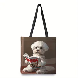 Maltese Dog Lover's Humorous Reusable Tote Bag: Large High - Quality Shopping & Travel Handbag - 40x40cm (MA -1)
