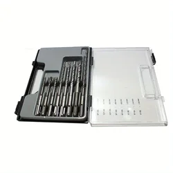 Enhanced Rotary Hammer Drill Bit Set - 8 - Piece SDS Bits for Masonry, Concrete, Block, Brick, and Stone (Silver)