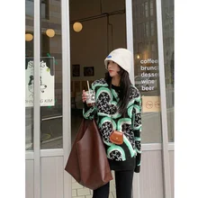 

Fashion Trend Korean Cute Love Printing Japanese Round Neck Pullover Autumn and Winter New Loose and Versatile Simple Top