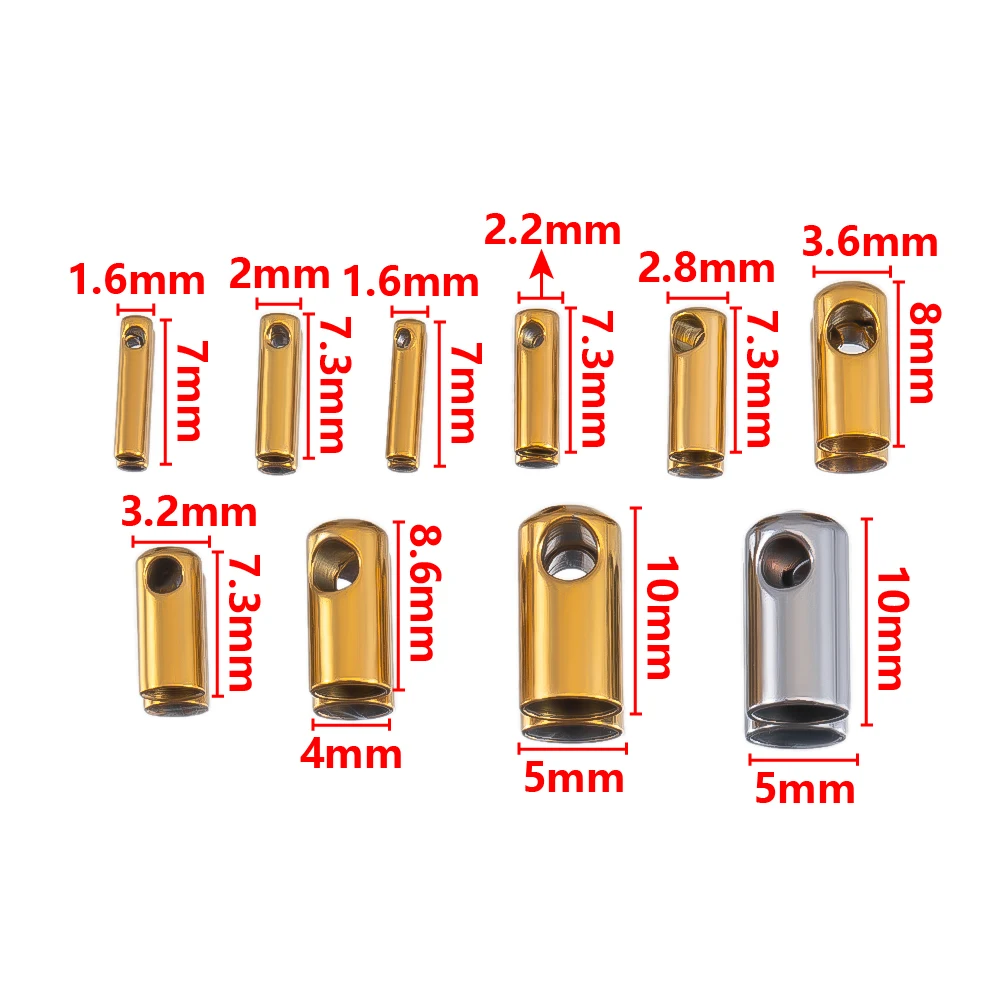 20 stücke Edelstahl Säule Ende Spitze Kappe Crimp Verschlüsse Für DIY Ende Perle Kappen Stecker Halskette Lederband Schmuck Zubehör – Detail 5