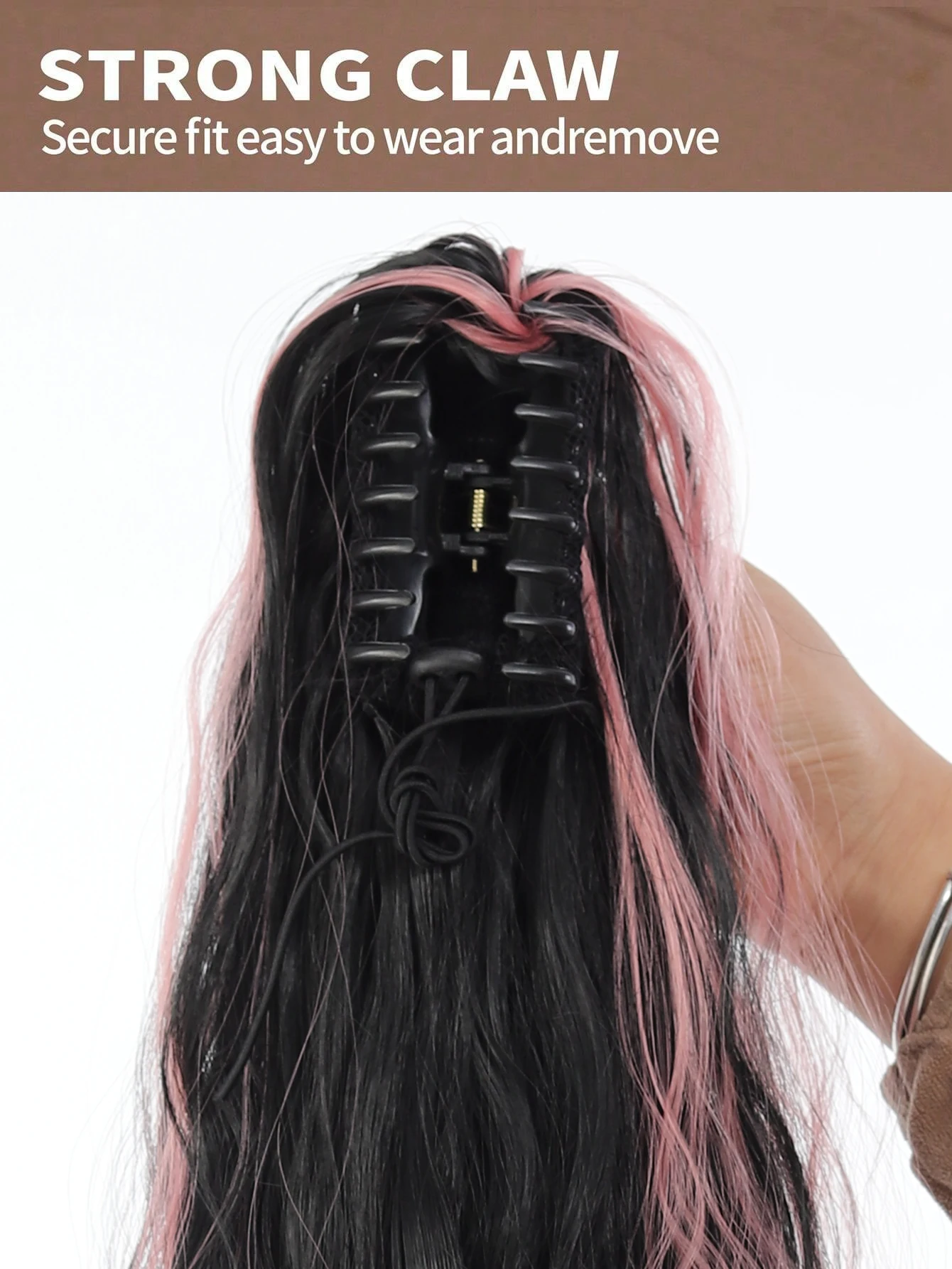 Synthetic Curly Ponytail Extension Black Blonde Pink for Women