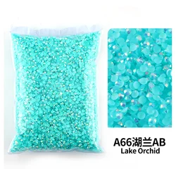 Bulk Wholesale Jelly Color AB Transparent Faceted FlatBack Resin Rhinestones for Nail Art & Garment Decoration (Lake Blue)