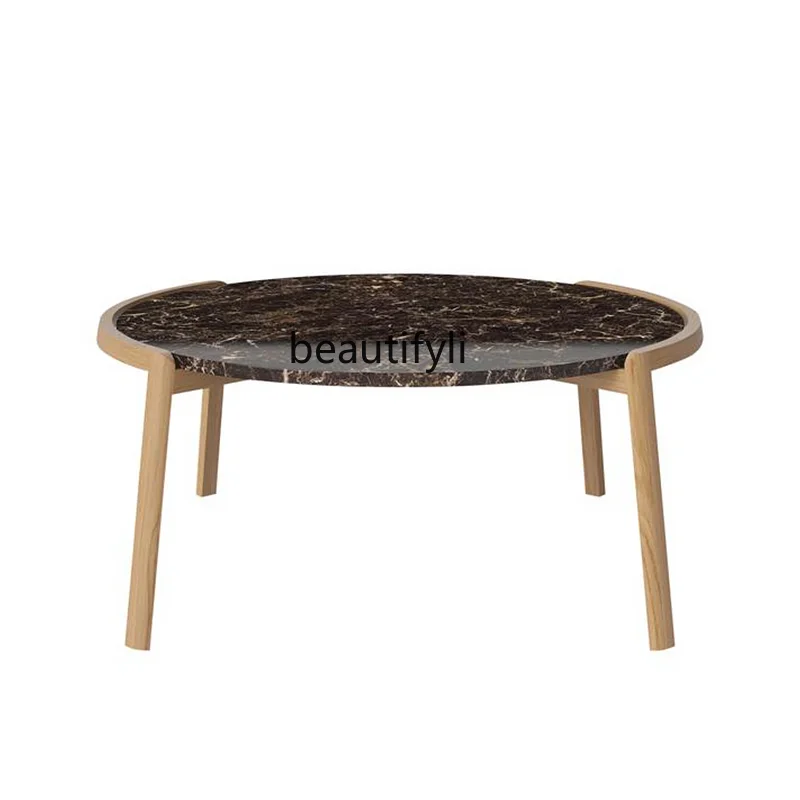 

Nordic Fashion Hotel Furniture Coffee Table Marble Small Table Living Room Solid Wood Surrounding Tea Table furniture