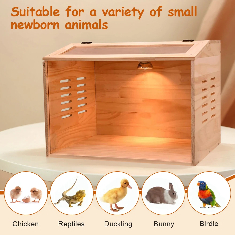 Brooder Box for Chicks Indoor with Lighting Kit Solid Wood Chicken Brooder Box for Chickens Ducks Quails Hamsters and Lizards