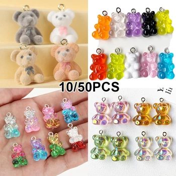 10/50pcs 캔디 컬러 거미 미니 곰 쥬얼리 만들기 DIY 펜던트 매력 귀여운 귀걸이 목걸이 크리에이티브 결과