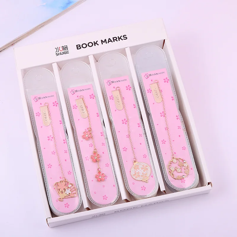 

24 pcs/lot Kawaii Sakura Bookmarks For Book Metal Pendant Binder Clips Paper Clip Bookmark Office School Supplies