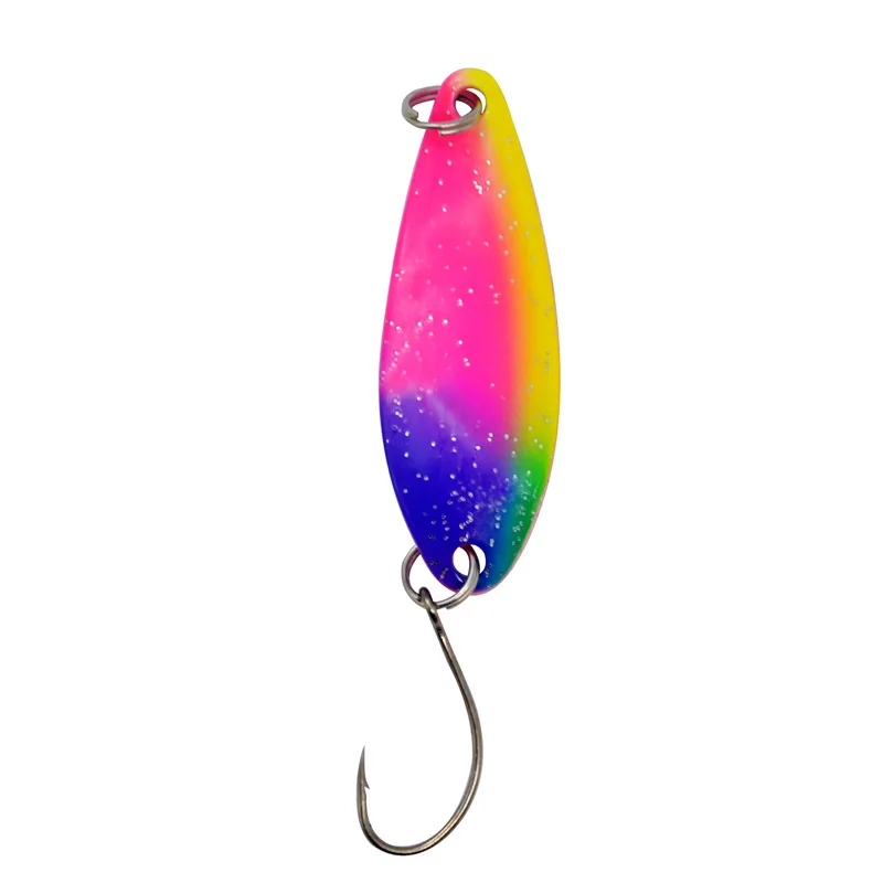 Angel köder Löffel bunte 5g/4cm Salix Blattform Jigs Pailletten harte Köder Forelle Einzel haken Kunst köder Los 6 Stück Verkauf – Detail 6