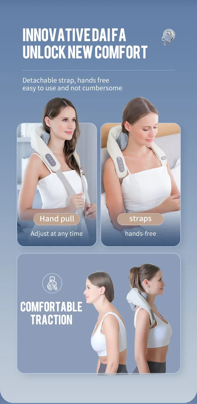 2026 New 26W Brushless Motor Neck And Shoulder Massager Wireless Shoulder And Ba