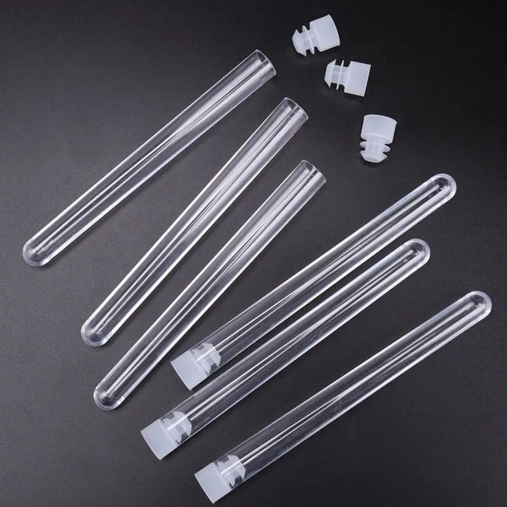 Plastic Test Tubes 10PCS 15x150mm Plastic Test Tubes Vials Sample Container Sample Tube With Cap For Office School Chemistry Supplies