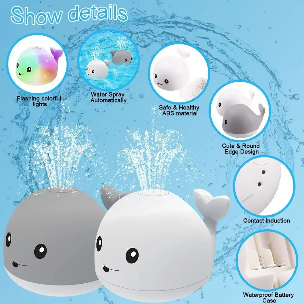 Waterproof Baby Bath Toys Whale Automatic Bathroom Toy Sprinkler Glowing LED Light toy,kids Infant Swim Pool Bathroom Toys Gifts — view 3