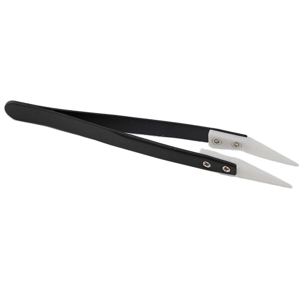 Forceps Tweezers Straight Pointed Anti-magnetic Ceramic Industrial Tweezers Single Small Elbow Stainless Steel