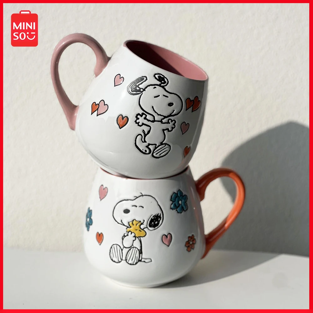 

2024 New Ceramic Cup Miniso Men Women Universal Mug Cute Snoopy Office Coffee Cup Tea Cup Milk Cup Couple Water Cup Holiday Gift