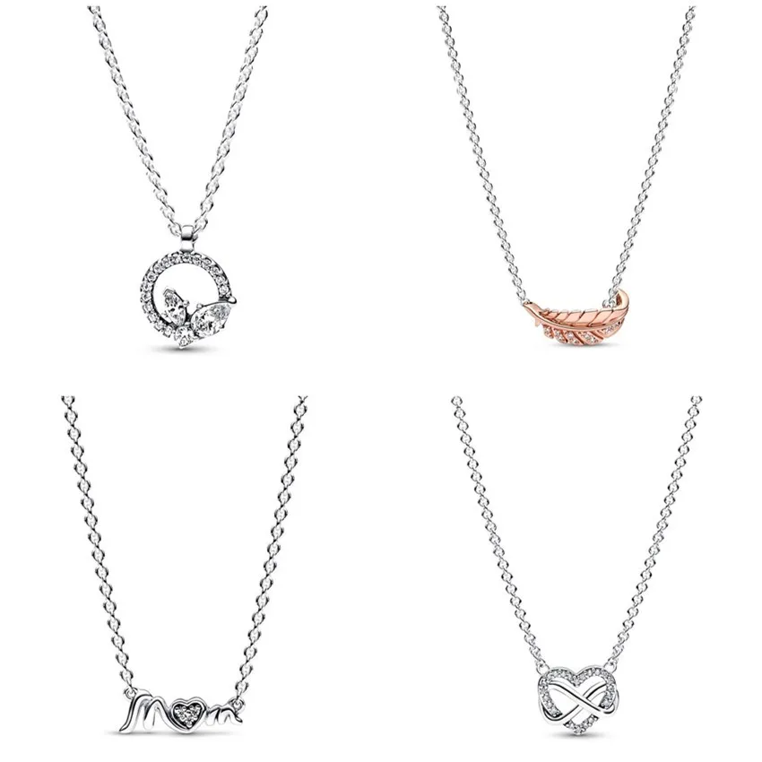 

Authentic 925 Sterling Silver Sparkling Heart Mum Collier Necklace For Women Bead Charm Diy Fashion Jewelry