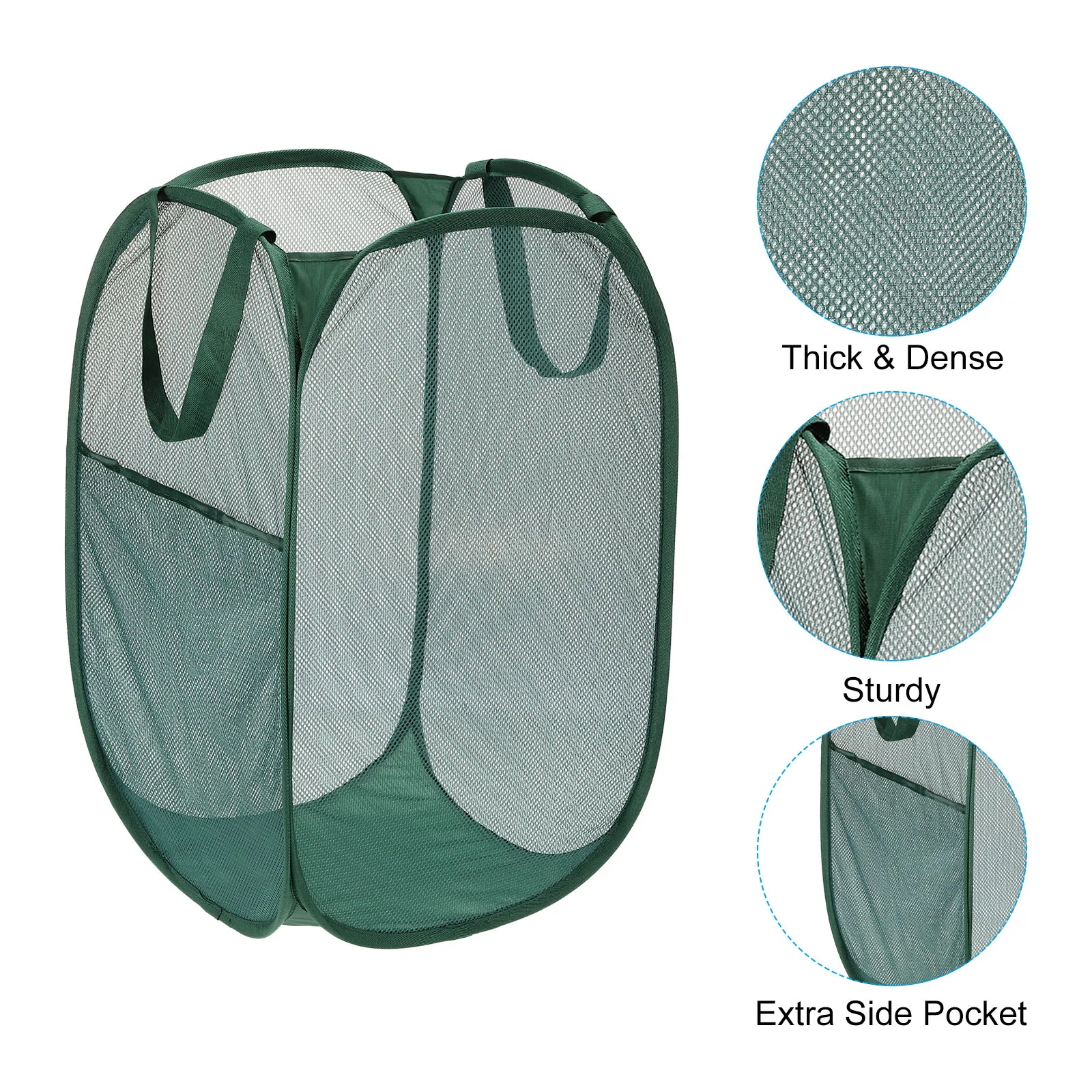 Home Bathroom Mesh Storage Basket Mesh Laundry Hamper Collapsible Laundry Baskets Bag for Room Travel 36 x 36 x 58cm