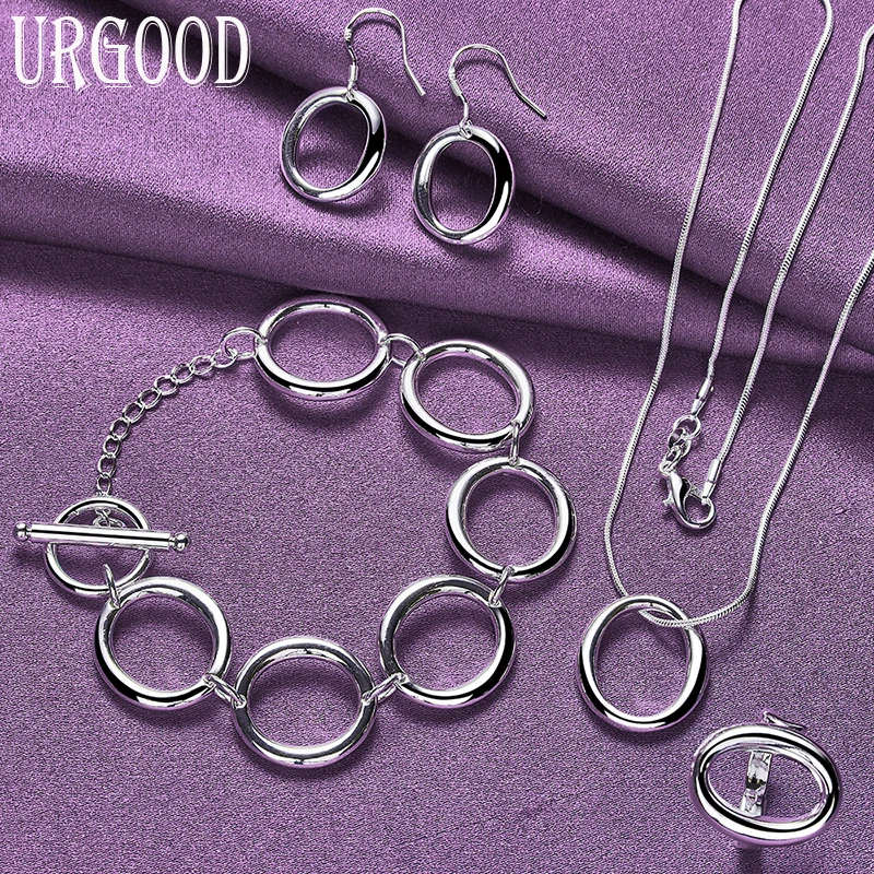 

925 Sterling Silver High Quality And Minimalist O-Shape Set For Women Birthday Party Engagement Wedding Gifts