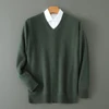 100% cashmere autumn and winter men's sweater, wool sweater, wool pullover sweater, thick bottom knitted V-neck loose warm top 6