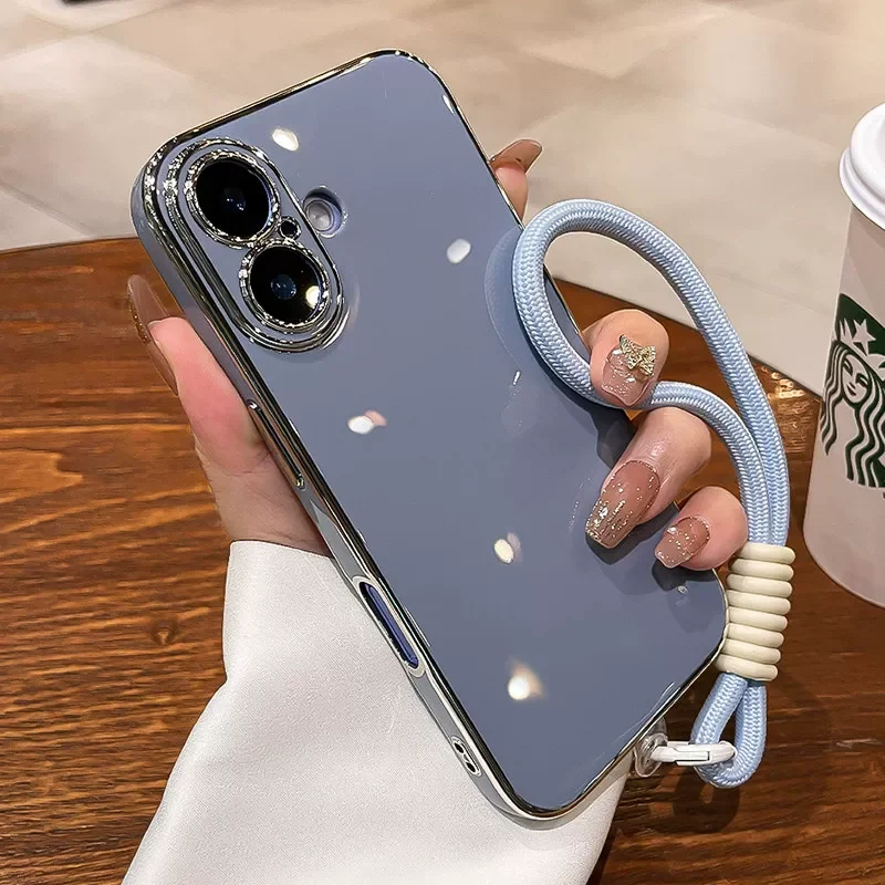 Soft Silicon Electroplating Phone Case with Hand Strap