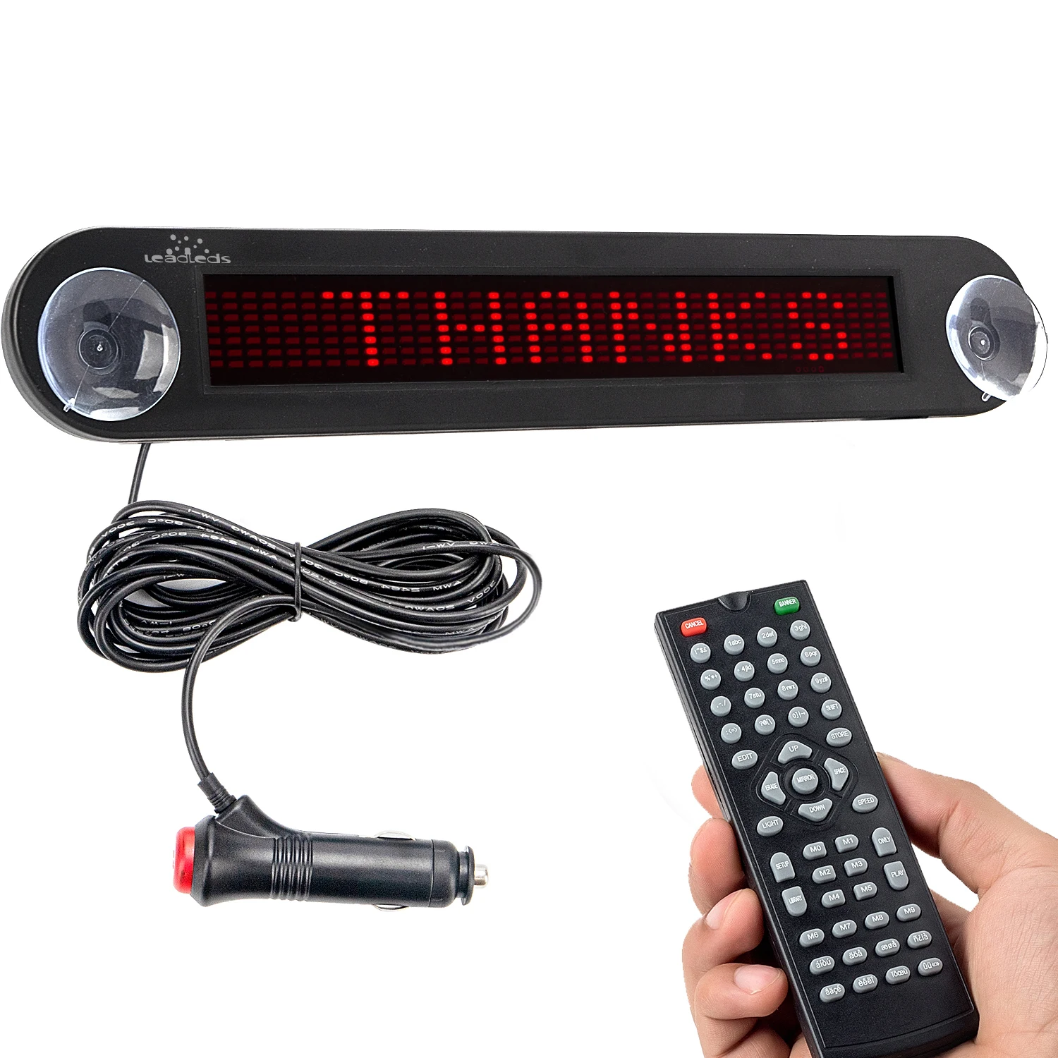 12V Car LED Sign Display with Power Switch Remote Control Programmable Scrolling Message Board for Car Led Display Red 30CM