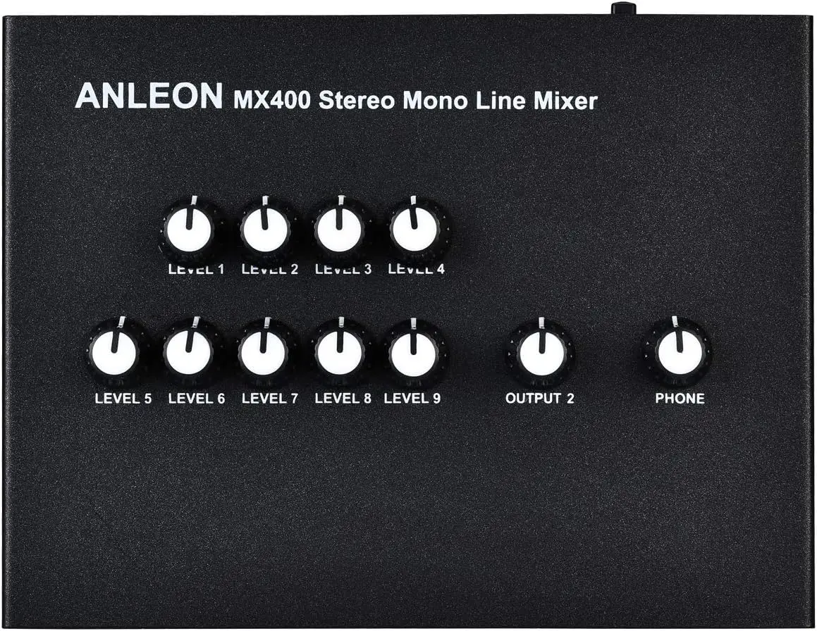 ANLEON MX400 저소음 4채널 모노 라인 믹서 (기타, 베이스, 키보드 믹싱용) 및 5채널 스테레오 믹서