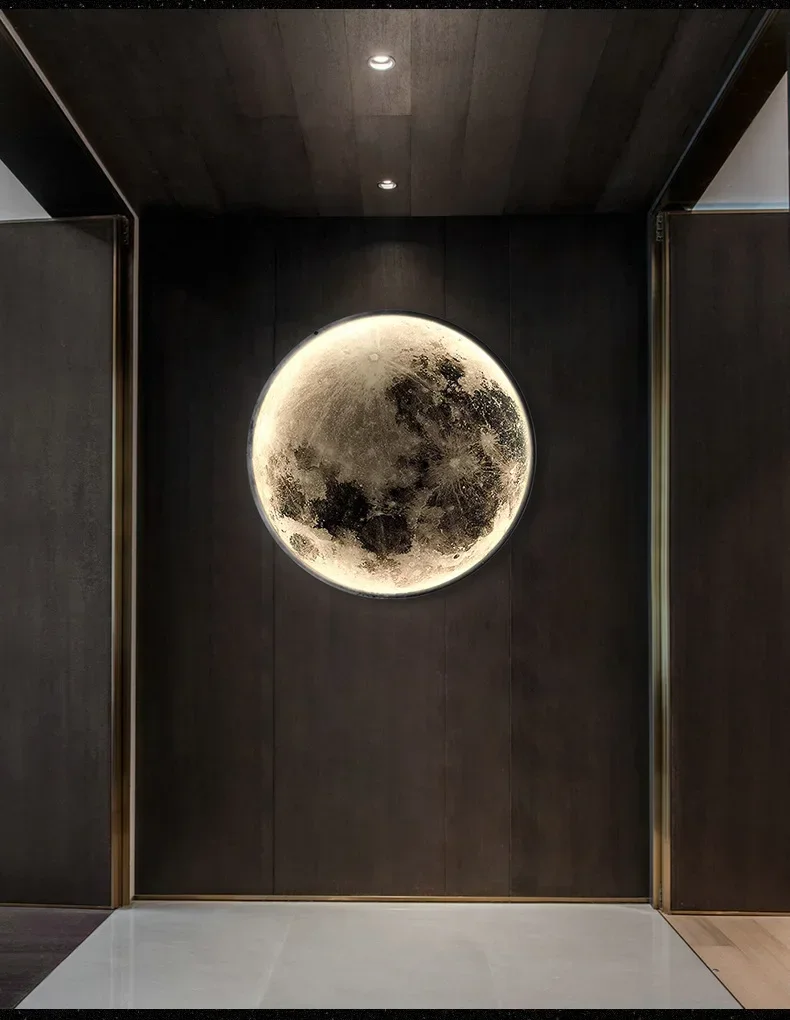 Modern Round Moon Wall Lamp for Bedroom Living Room Entrance Decoration Sconce Light Fixtures Ceiling Lighting Planet Nordic Led