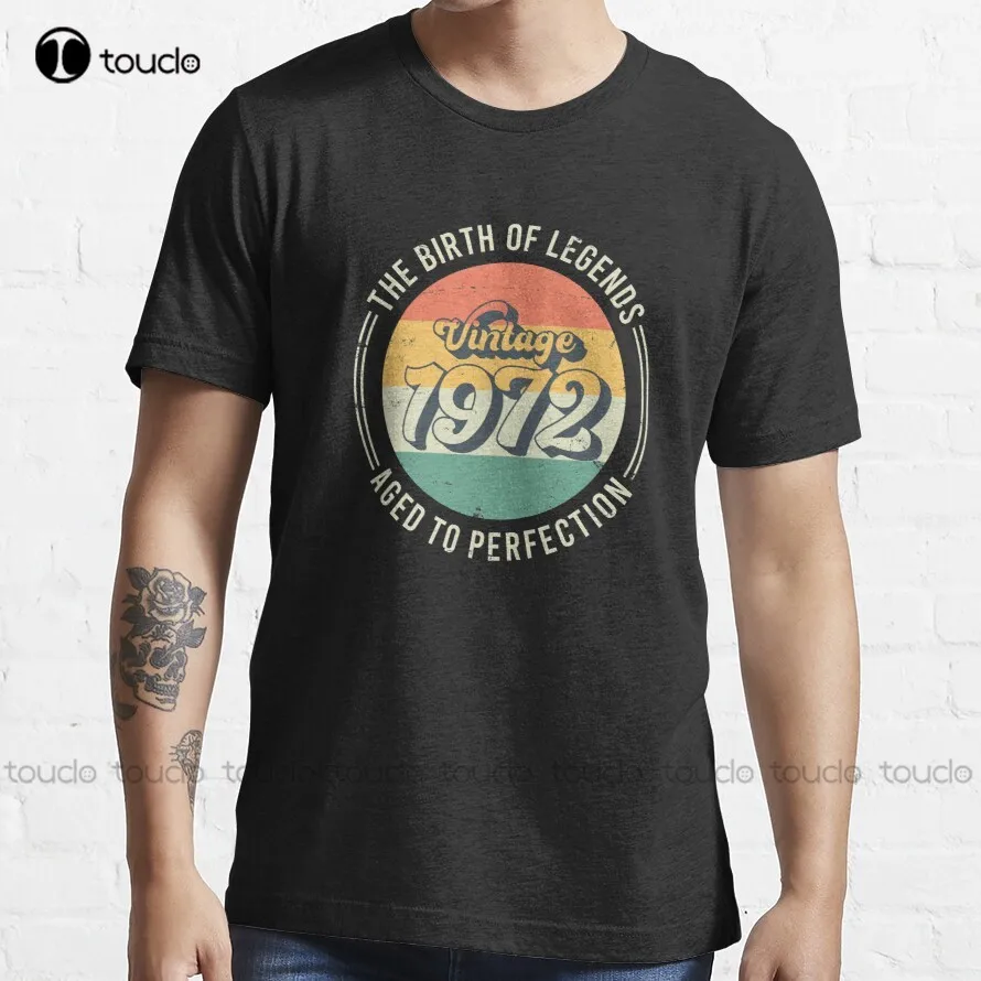 

Vintage 1972 50Th Birthday The Birth Of Legends Trending T-Shirt Purple Shirt Cotton Outdoor Simple Vintag Casual Tee Shirts New